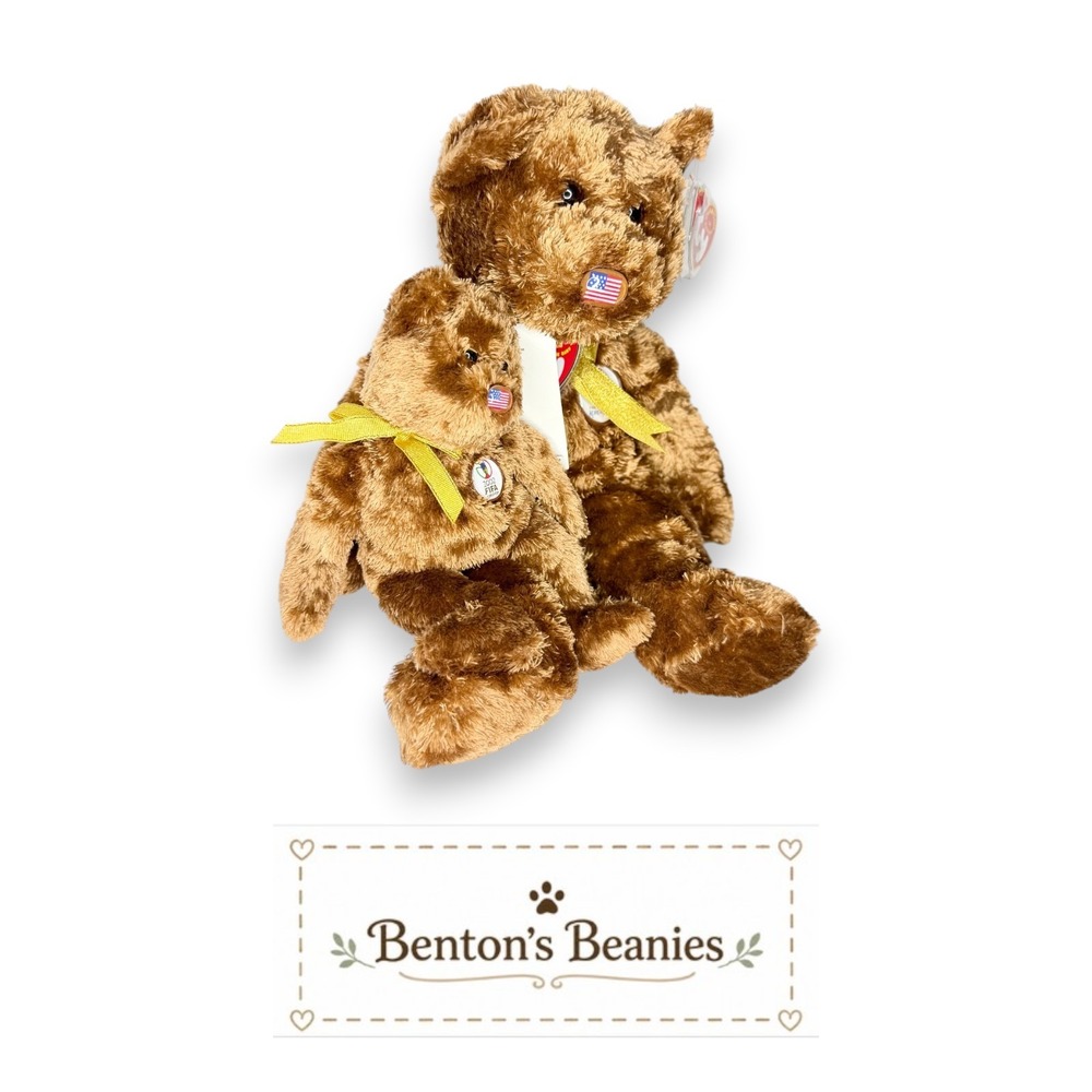 Champion USA Beanie Baby & Beanie Buddy | Team USA Duo ❤️ | Mint Heart Tags ⭐